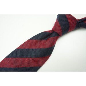 Cesare Attolini Dark Blue Merlot Red Striped 100% Cashmere Tie BRAND NEW